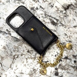 Bandolier iPhone 14 Pro Phone Case with crossbody strap and gold wristlet